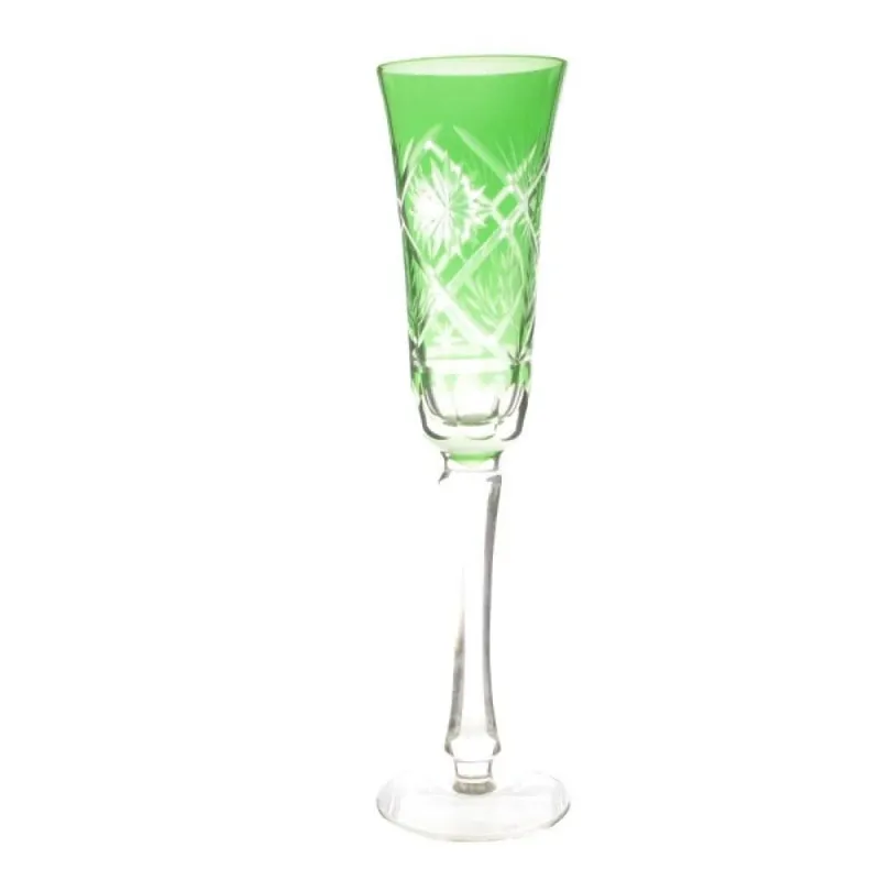 Taca Champagne Verde Lapidada 24cm