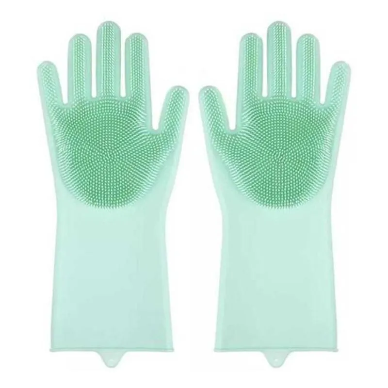 1 Par De Luvas Esponja Lava Louça De Silicone