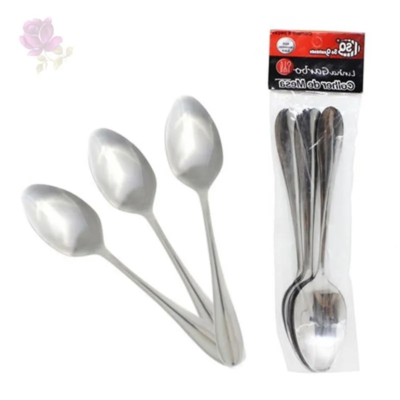 Kit Conjunto 6 Colher De Mesa Sopa Grande Aço Inox