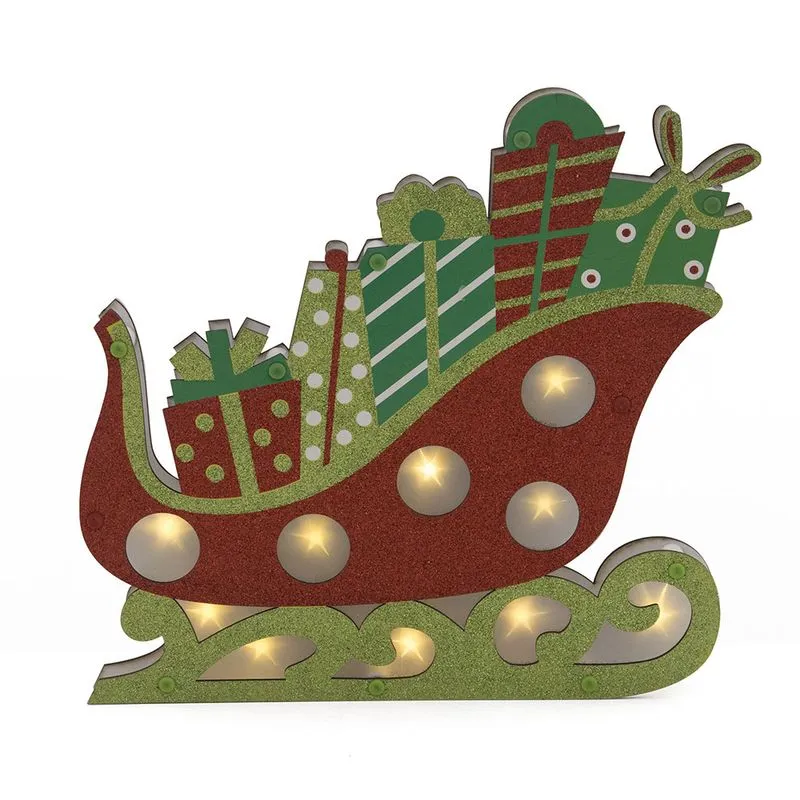 Papai Noel Decorativo Com Iluminação Trenó 31x29cm - Snowlan