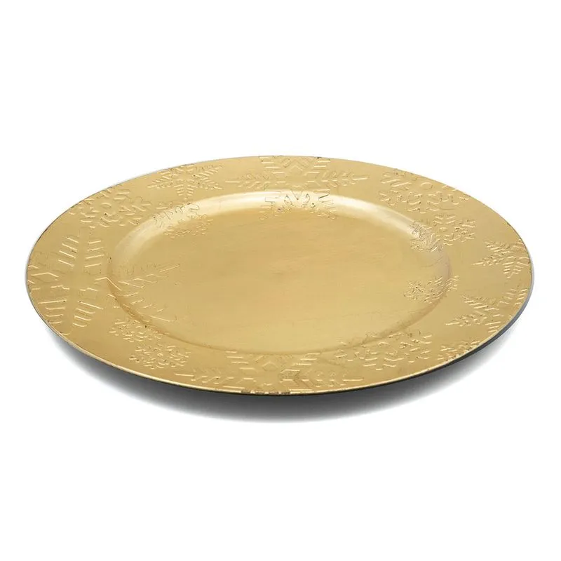 Sousplat De Natal Floco De Neve 33cm Dourado - Snowland