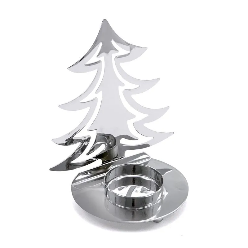 Candelabro De Natal Pinheiro 10cm Prata - Snowland