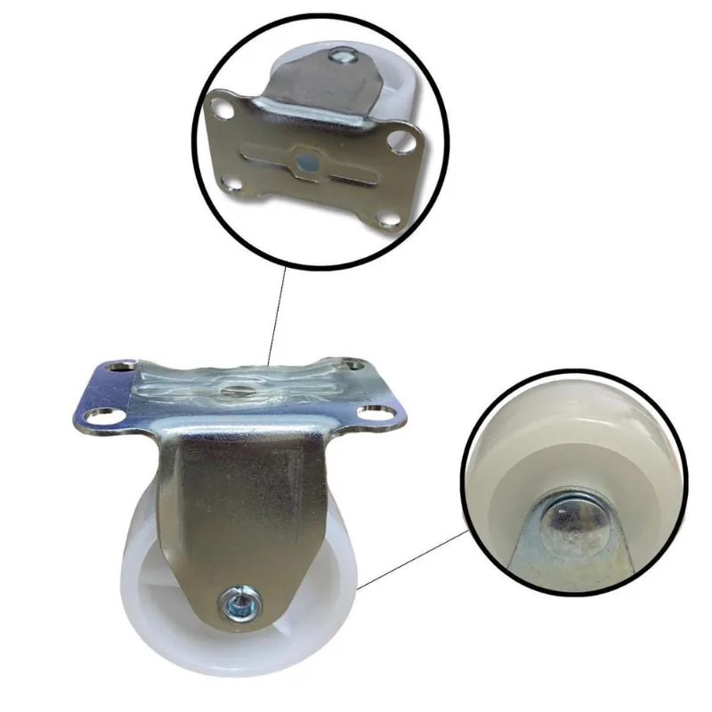 Kit 2 Un Rodízio Rodinha Placa Base Aço Fixo Roda Nylon
