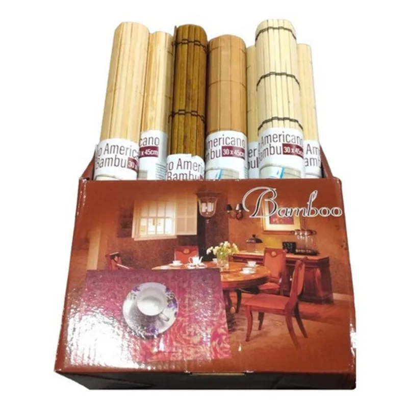 Kit Jogo Americano Bambu Retangular 24 Pçs Sortidas 30x45cm