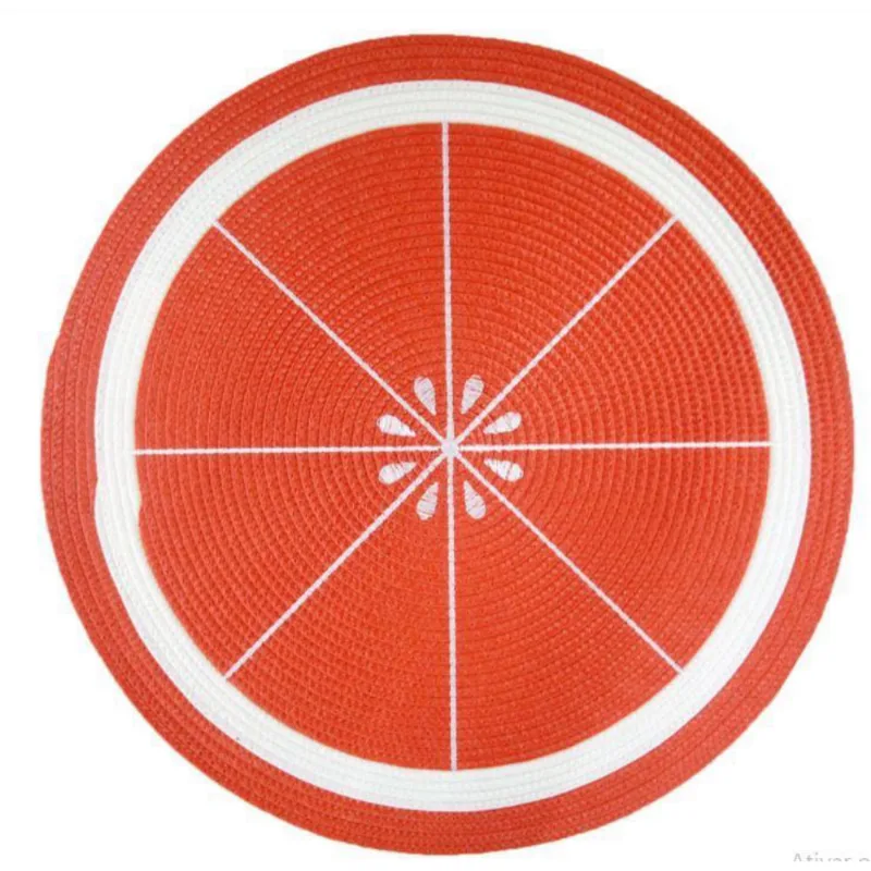Jogo Lugar Americano Redondo Laranja 38Cm Feito À Mão