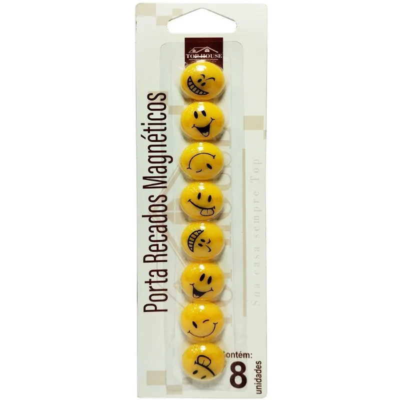 Ima Prendedor Magnetico Multiuso Emoticons Com 8 Pecas 2cm
