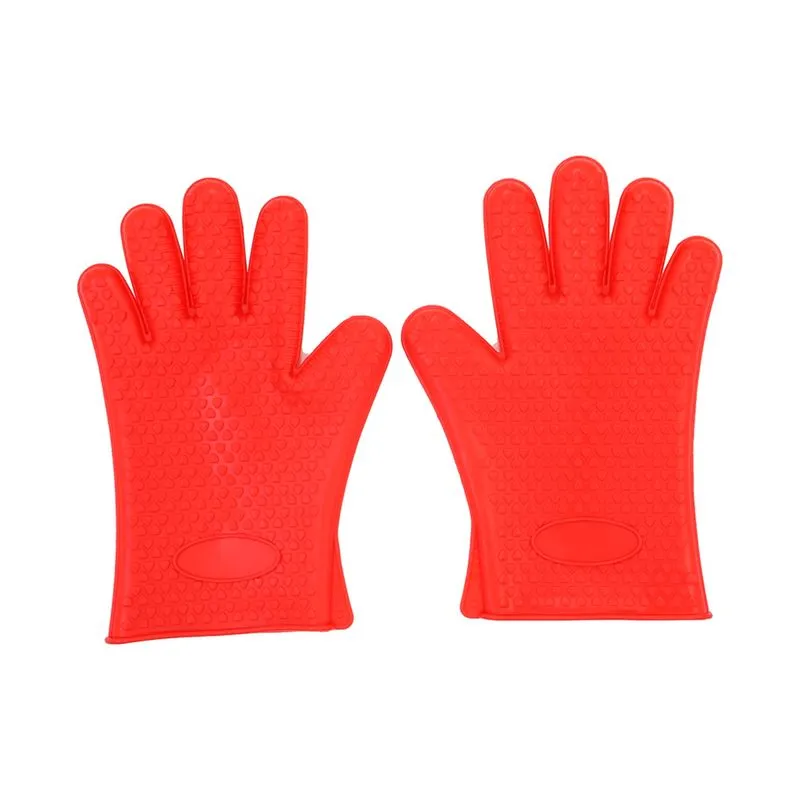 Luva Térmica Para Cozinha Chef 5 Dedos Silicone Antiaderente - Vermelho