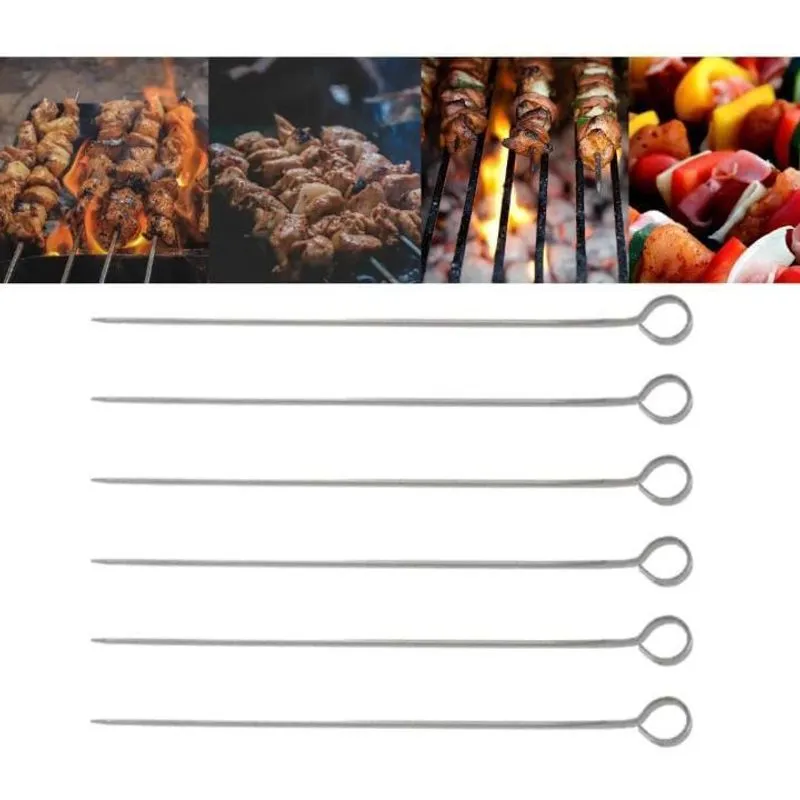 12 Espeto Espetinho Metal Churrasco Frango Coração Kafta