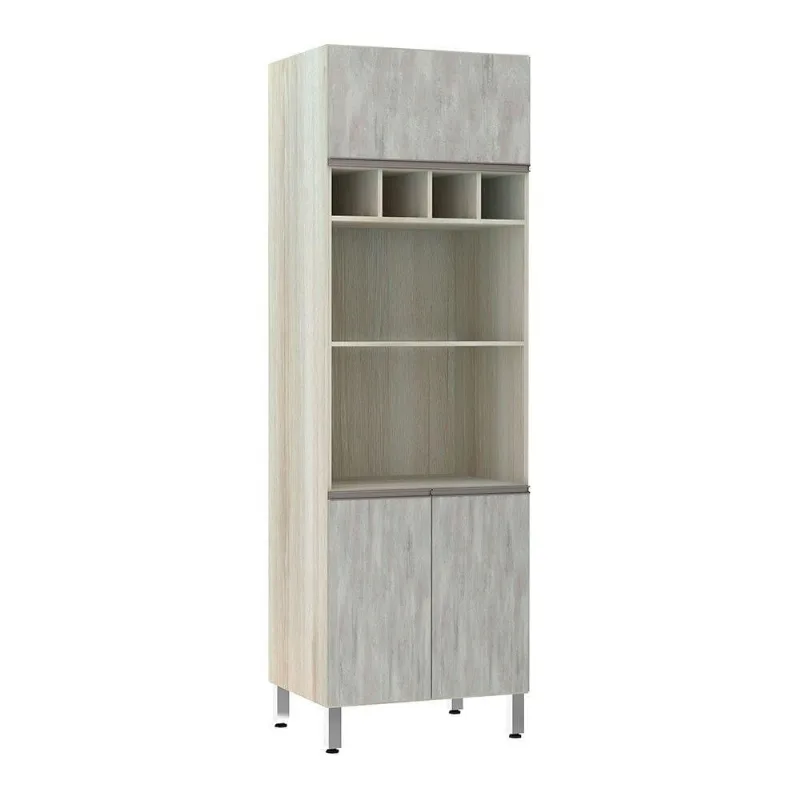 Paneleiro 70 Cm Duplo Nicho Luci Legno Crema Com Concreto