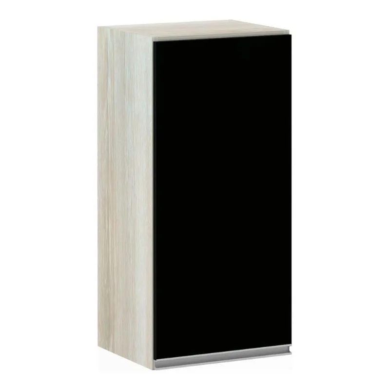 Armário Aéreo 35cm 1 Porta Lis Legno Crema C/Preto