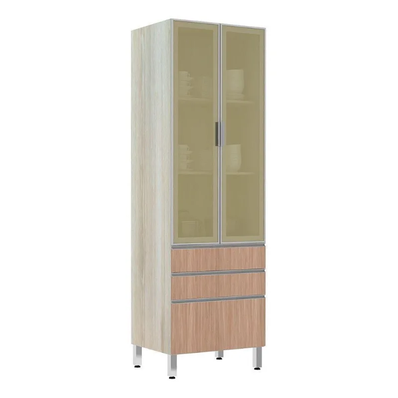 Paneleiro 70Cm Vidro Bronze Lis Legno Crema Com Cumaru