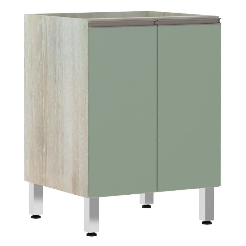 Balcão Sem Tampo 60cm Luci Legno Crem e Verde Jade