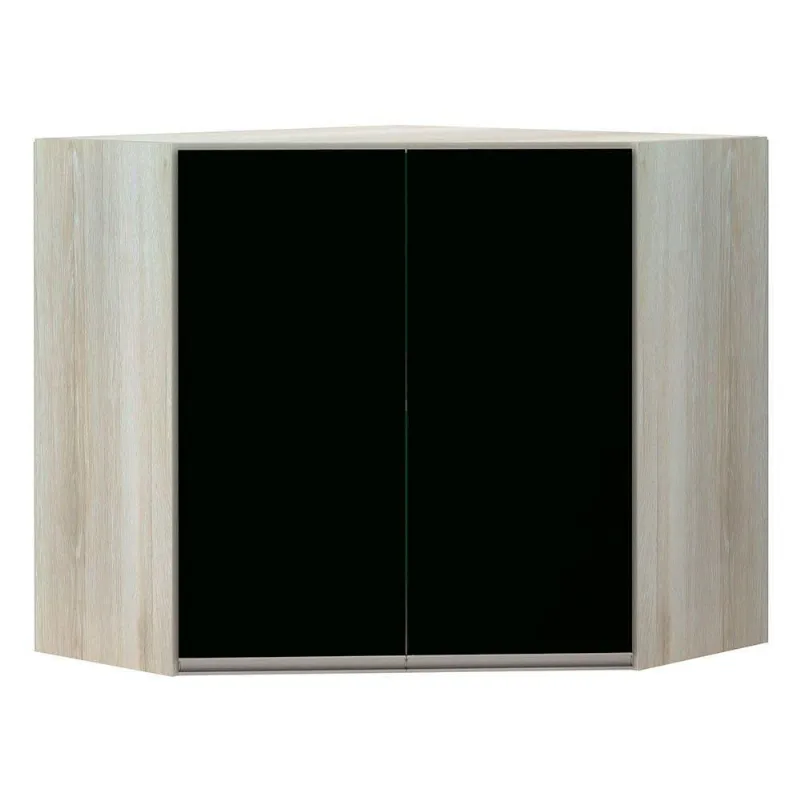 Armário Canto Diagonal 2 Portas Legno Crema C/Preto Tx