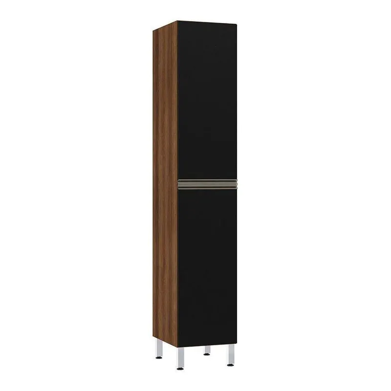 Paneleiro Simples 40cm 2 Portas Nogueira C/Preto Txt