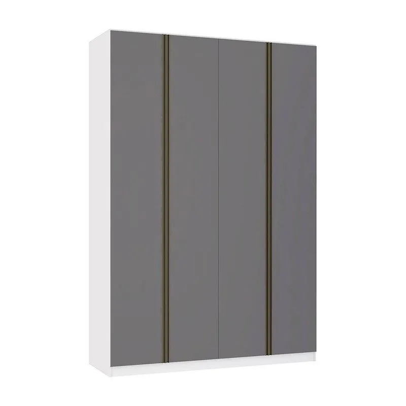 Guarda Roupa 4 Portas 159,2 Cm Branco Ff Com Cinza Puro