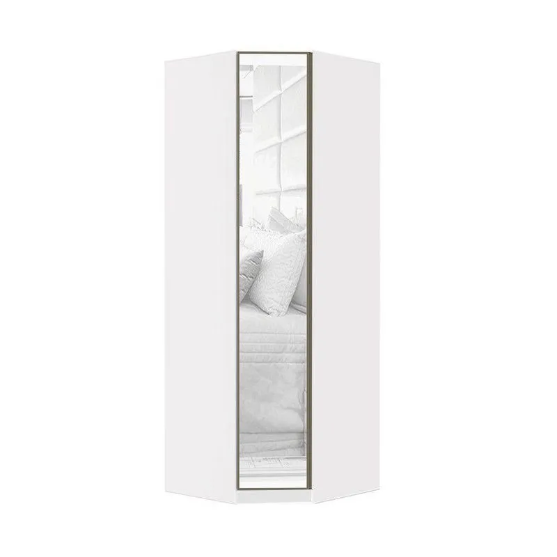 Guarda Roupa Modulado Canto 1 Porta 83cm Branco Com Espelho
