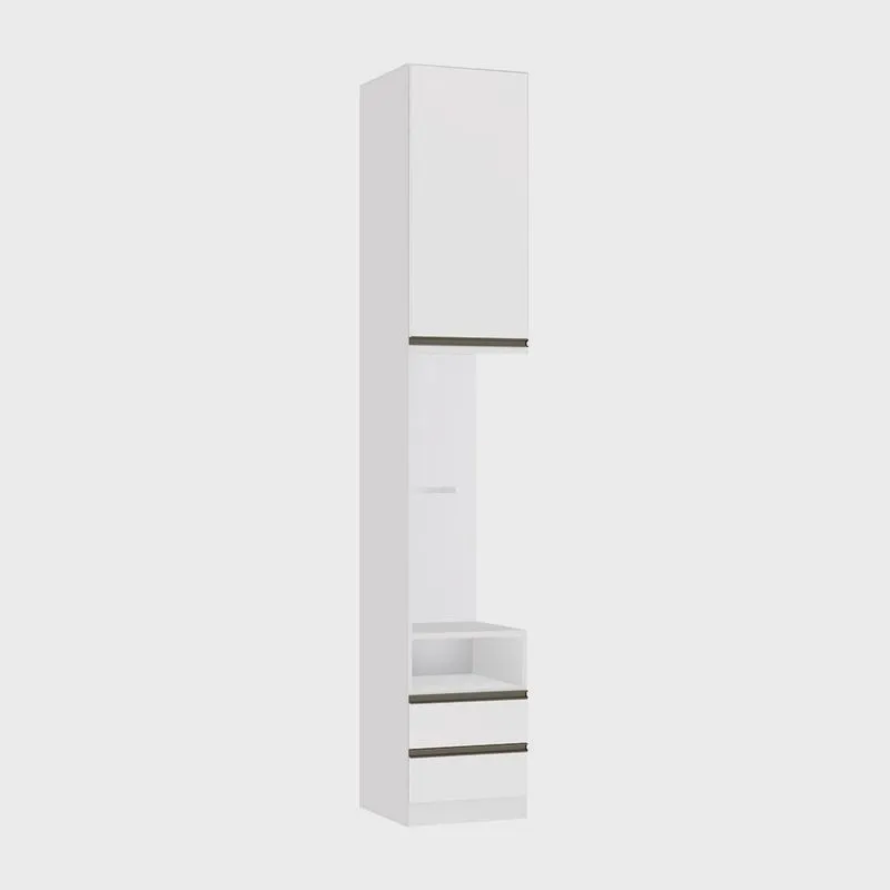 Mesa de Cabeceira Esquerdo Branco com 1 Porta 2 Gavetas Branco Mat Prime Plus Luciane Móveis