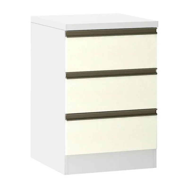 Mesa De Cabeceira 3 Gavetas 40cm Branco C/Kashmir