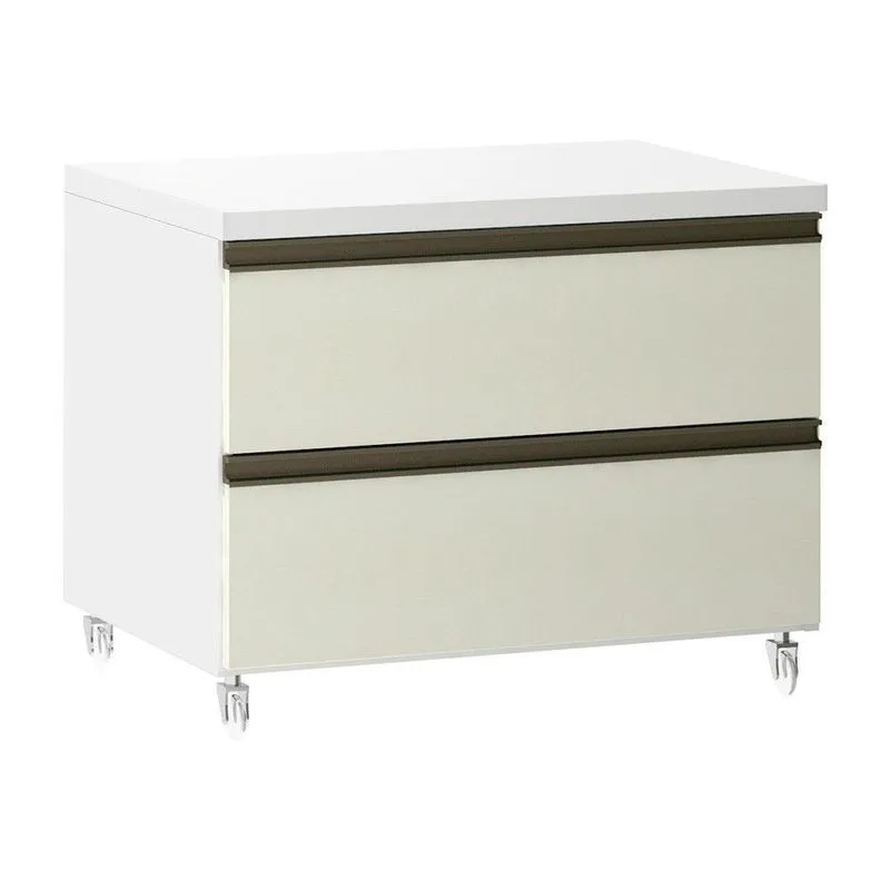 Mesa De Cabeceira 2 Gavetas 60,5cm Branco C/Kashmir