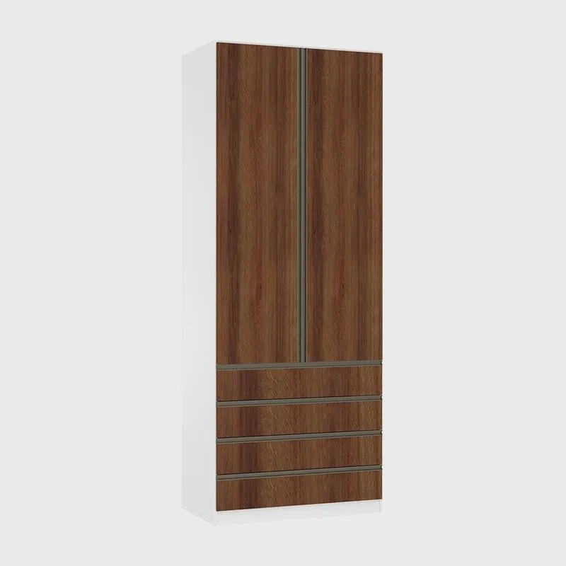 Guarda Roupa Solteiro 2 Portas 4 Gavetas 90cm Prime Luciane Móveis