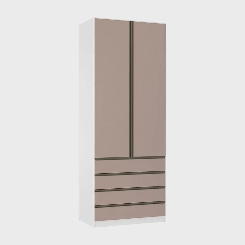 Guarda Roupa Solteiro 2 Portas 4 Gavetas 90cm Prime Luciane Móveis