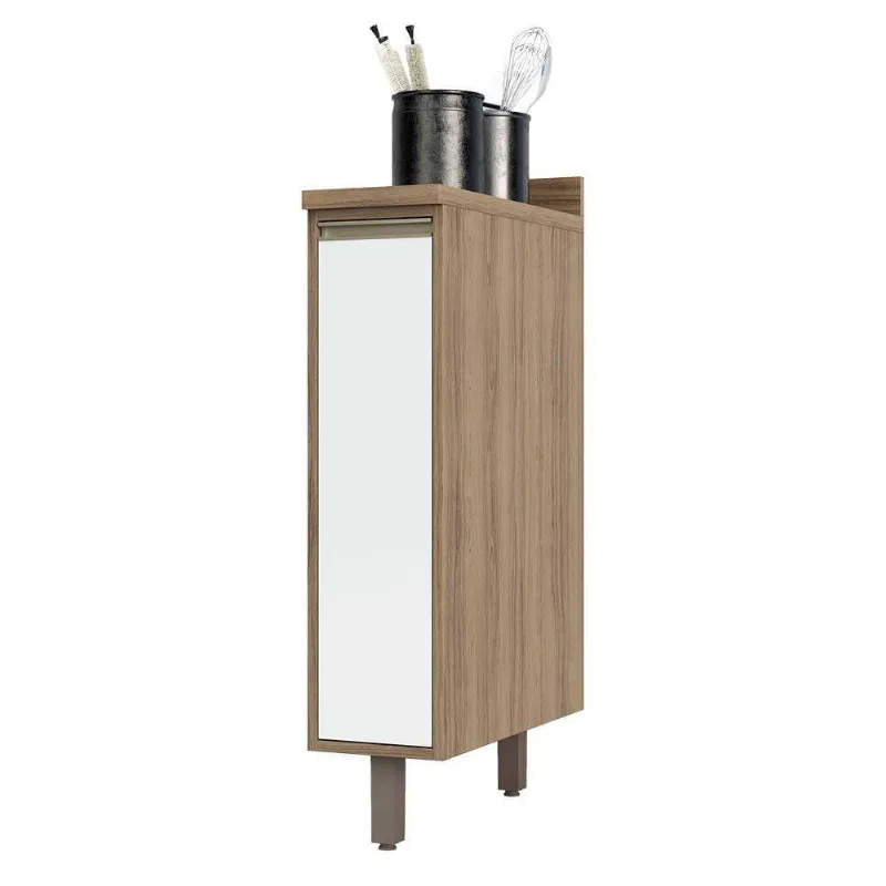 Balcão De Cozinha Com Tampo 20 Cm 1 Porta De Abrir 1 Prateleira Mel Luciane Móveis Vanilla C/ Branco