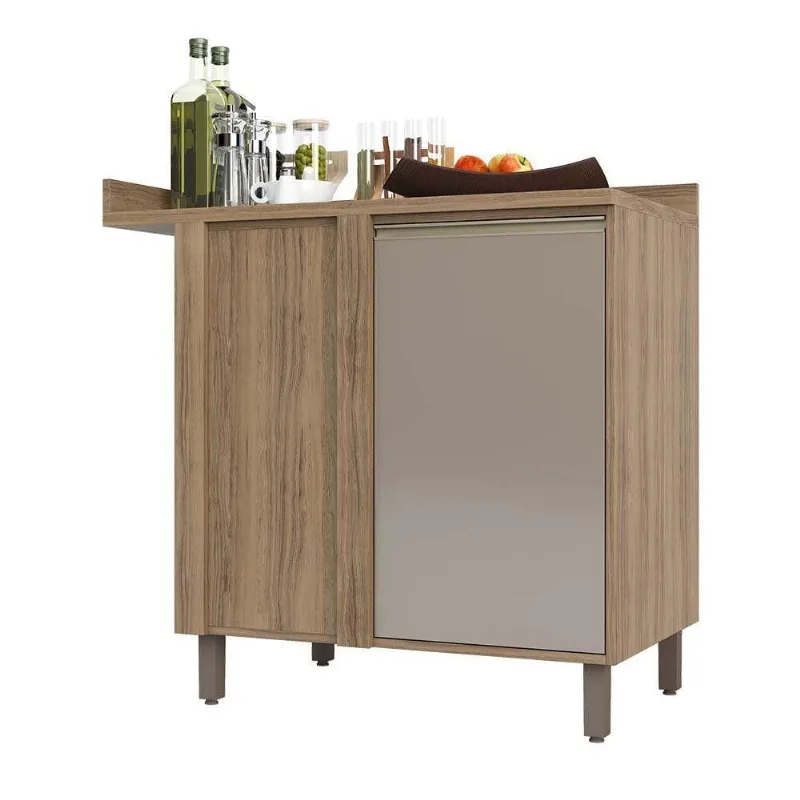 Balcão De Cozinha Com Tampo Canto Reto 1 Porta Luciane Vanilla-graff