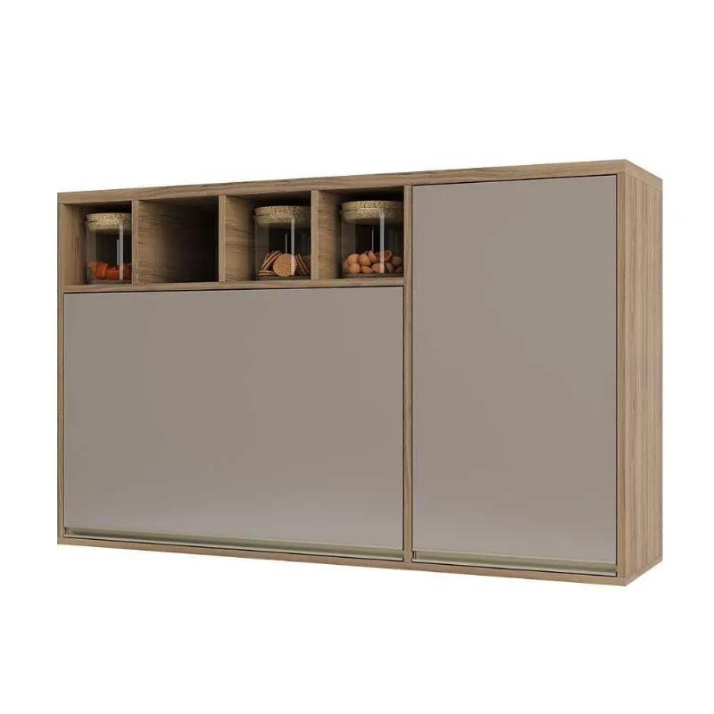 Armário Aéreo 120cm 1 Porta 1 Porta Basculante E Nicho Super