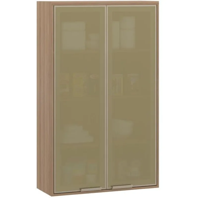 Armário Aéreo Cristaleira 80cm Lari 2 Portas Luciane Cozinhas Reflecta Bronze Bronze