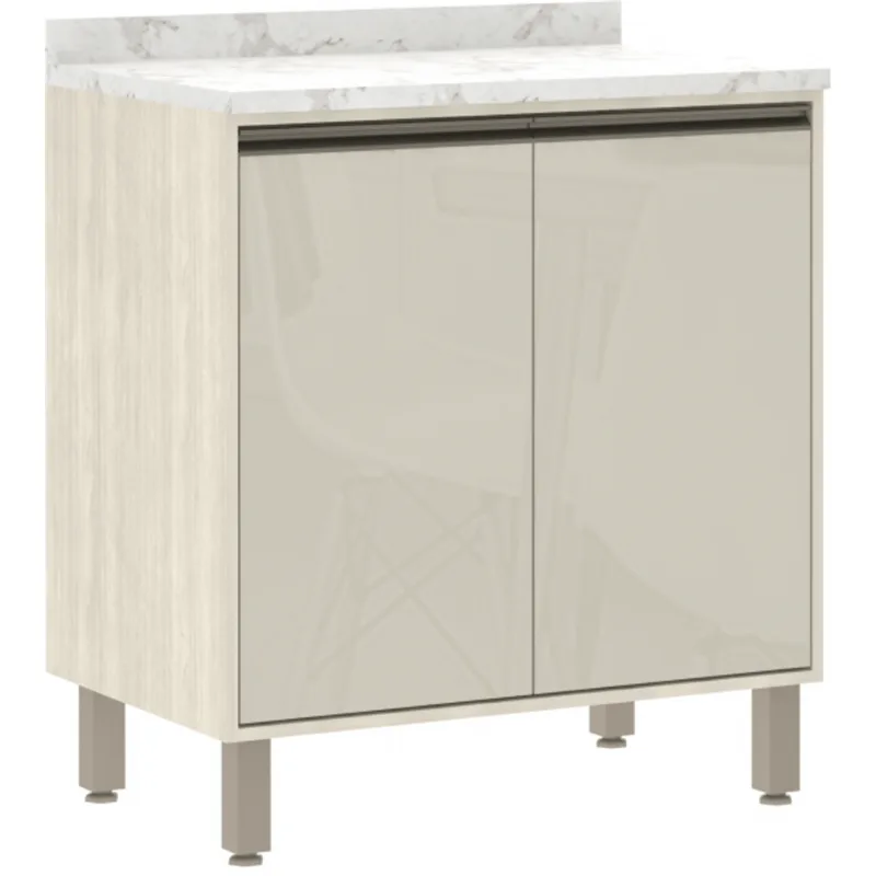 Balcão 80cm Línea 2 Portas Luciane Cozinhas Patina PF Mocca Laca Patina