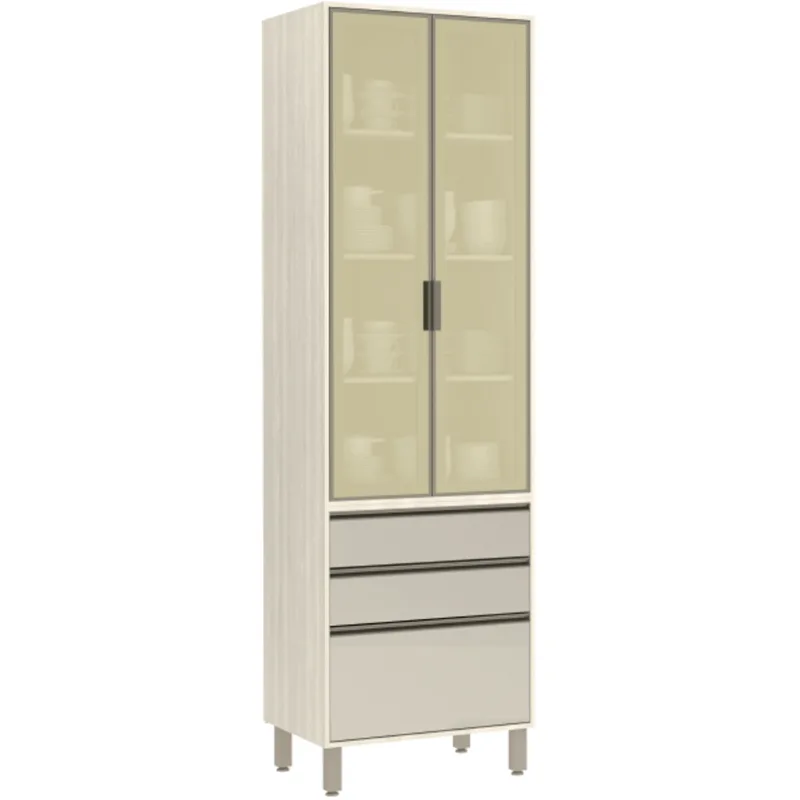 Paneleiro 2 Portas Vidro Reflecta Bronze Línea 70cm Luciane Cozinhas Bronze