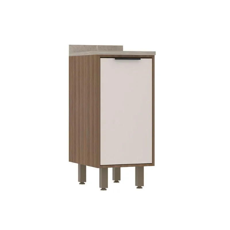 Balcão De Cozinha 40cm 1 Porta Com Tampo Aspen Vanilla/beige