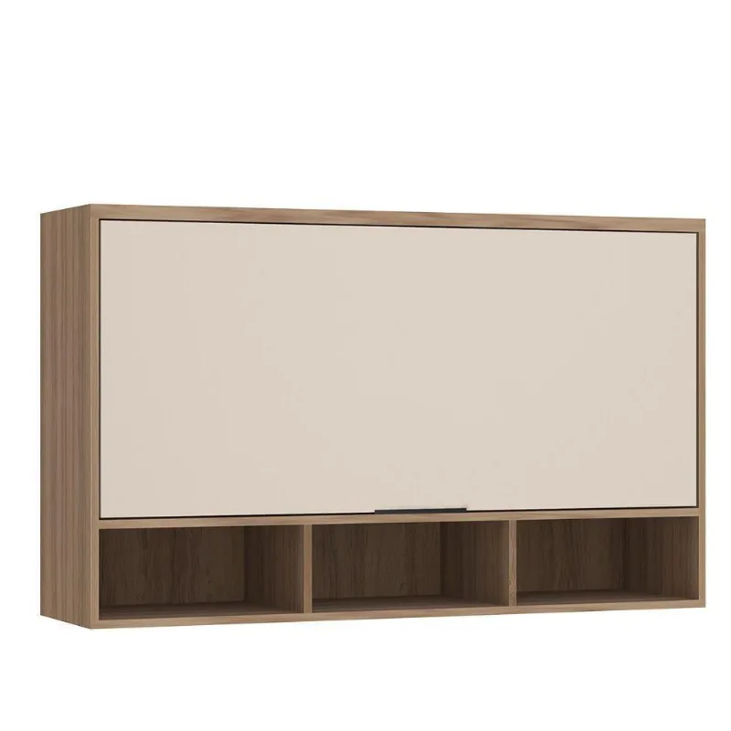 Armário Aéreo Cozinha 120cm 1 Porta Basculante Nichos Aspen