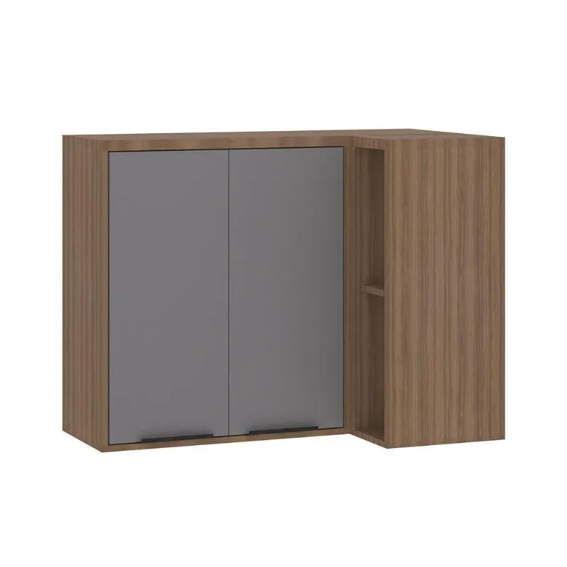 Armário Aéreo Cozinha Canto Reto 95cm 2 Portas Aspen Vanilla