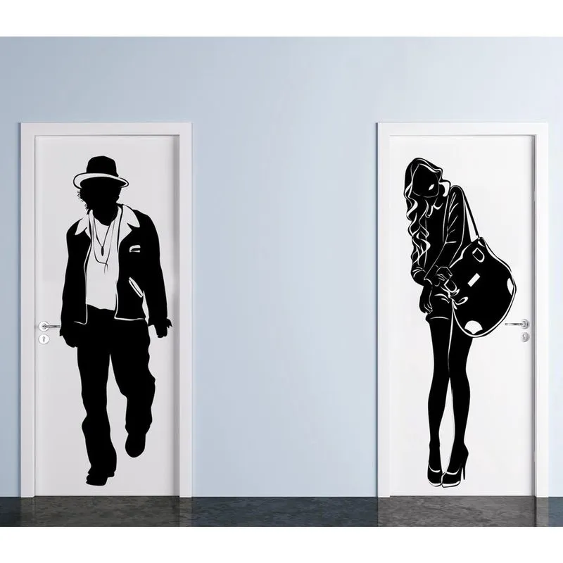 Adesivo Decorativo De Porta De Banheiro Masculino E Feminino