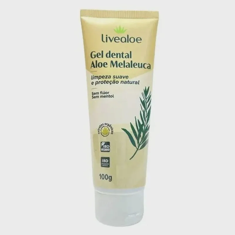 Gel Dental Natural Aloe Melaleuca s/ Flúor e Mentol 100g - LiveAloe