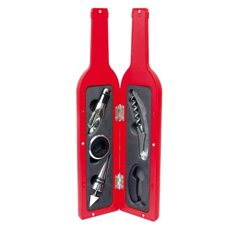 Kit Para Vinho Garrafa Vermelho