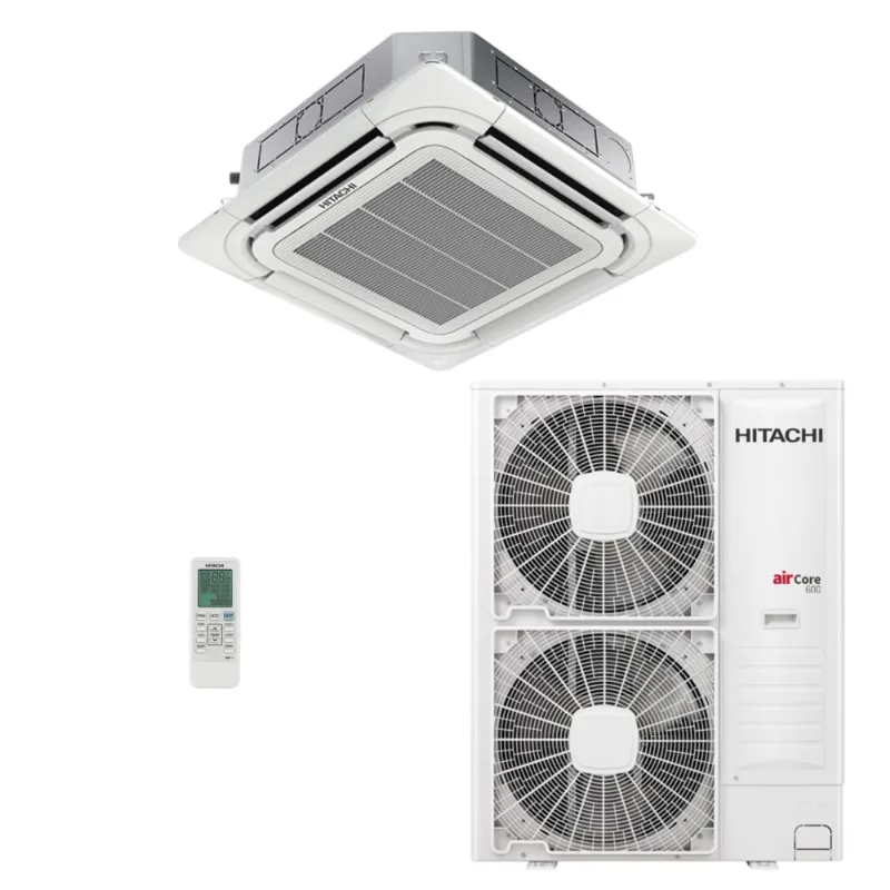 Ar-Condicionado Split Cassete Inverter 4 Vias Hitachi Air Core 600 46.000 BTUs Quente/Frio 220V Monofásico