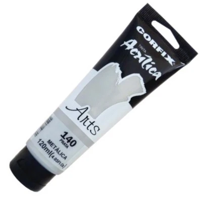 Tinta Acrílica Corfix Arts 120ml Tom Metálico 140 Prata