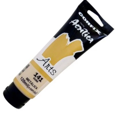 Tinta Acrílica Corfix Arts 120ml Tom Metálico 141 Ouro