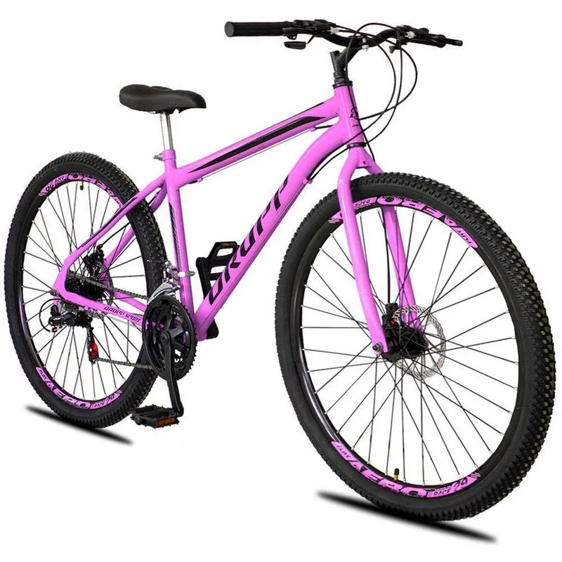 Bicicleta 29 Dropp Sport Aço 21 Marchas Freio A Disco - Rosa+preto - 18 Rosa+preto