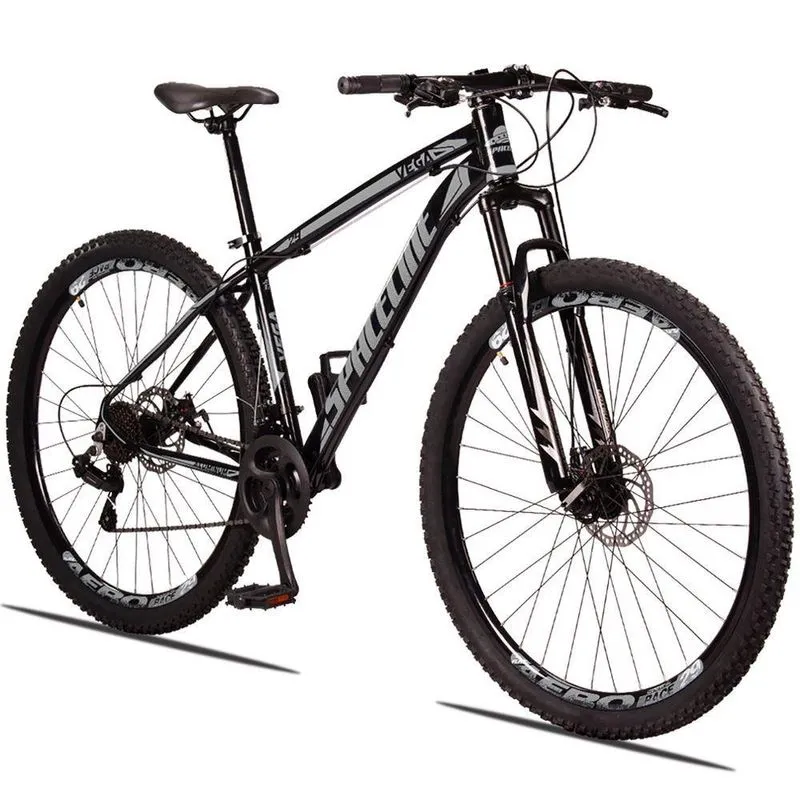 Bicicleta Aro 29 Spaceline Vega Alumínio Câmbios Shimano 24v Freio A Disco Hidráulico Preto+cinza
