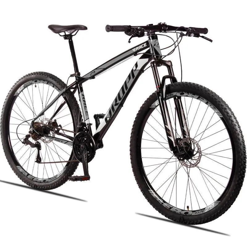 Bicicleta Aro 29 Dropp Race Alumínio Câmbios Shimano 24v Freio A Disco Hidráulico Preto+cinza