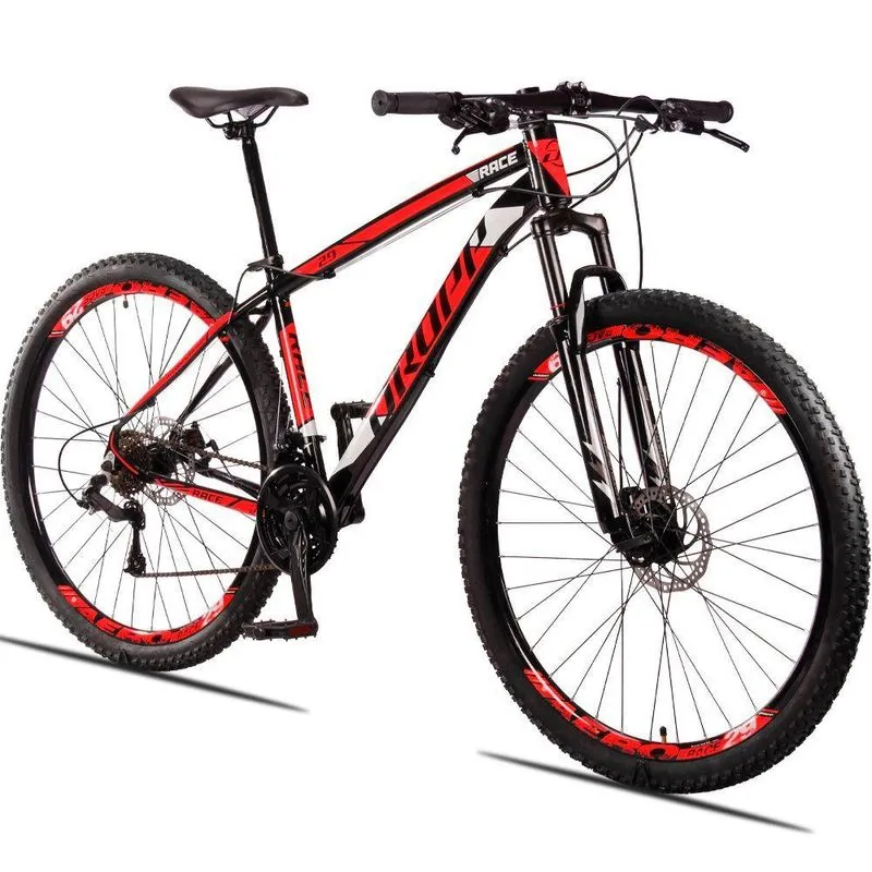 Bicicleta Aro 29 Dropp Race Alumínio Câmbios Shimano 24v Freio A Disco Hidráulico Preto+vermelho