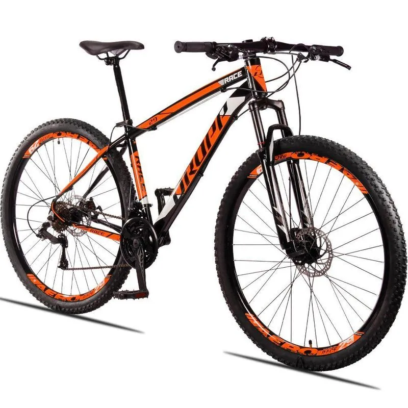 Bicicleta Aro 29 Dropp Race Alumínio Câmbios Shimano 24v Freio A Disco Hidráulico Preto+laranja