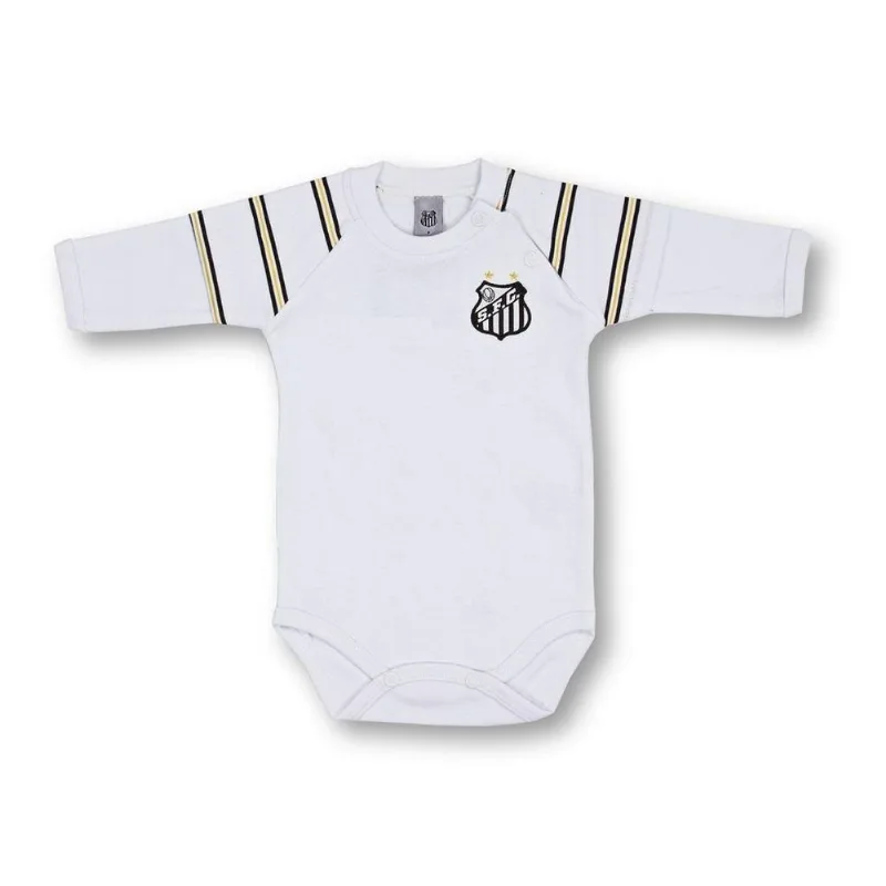 Body Bebê Santos Manga Longa Oficial M / Branco