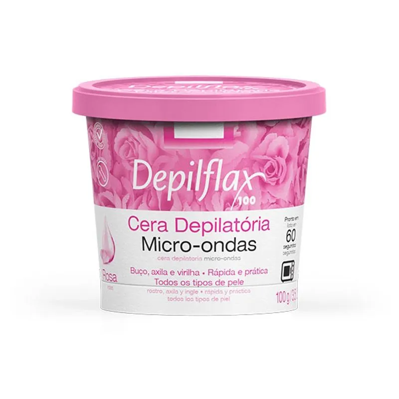 Cera Depil Micro Ondas Rosas 100g Depilflax