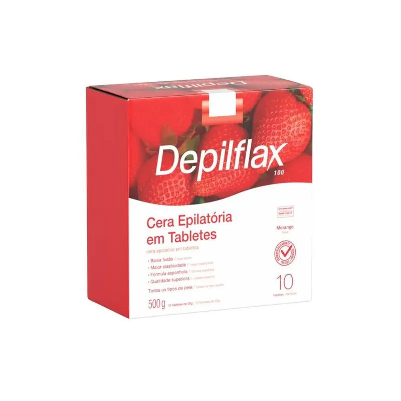 Cera Quente Epilatória Em Tabletes Morango 500g Depilflax