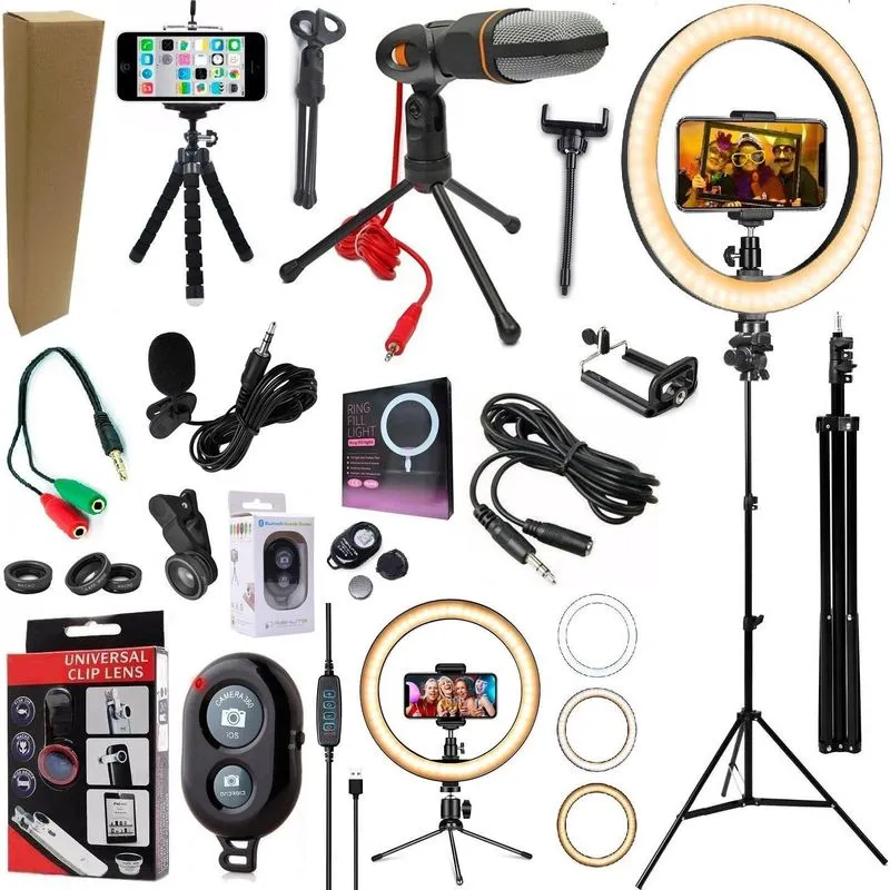Kit Youtuber Profissional Luz Led Ring Light Suporte Celular