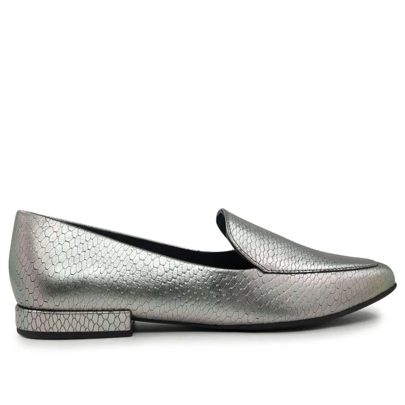 Slipper Couro Metalizado Aço 35